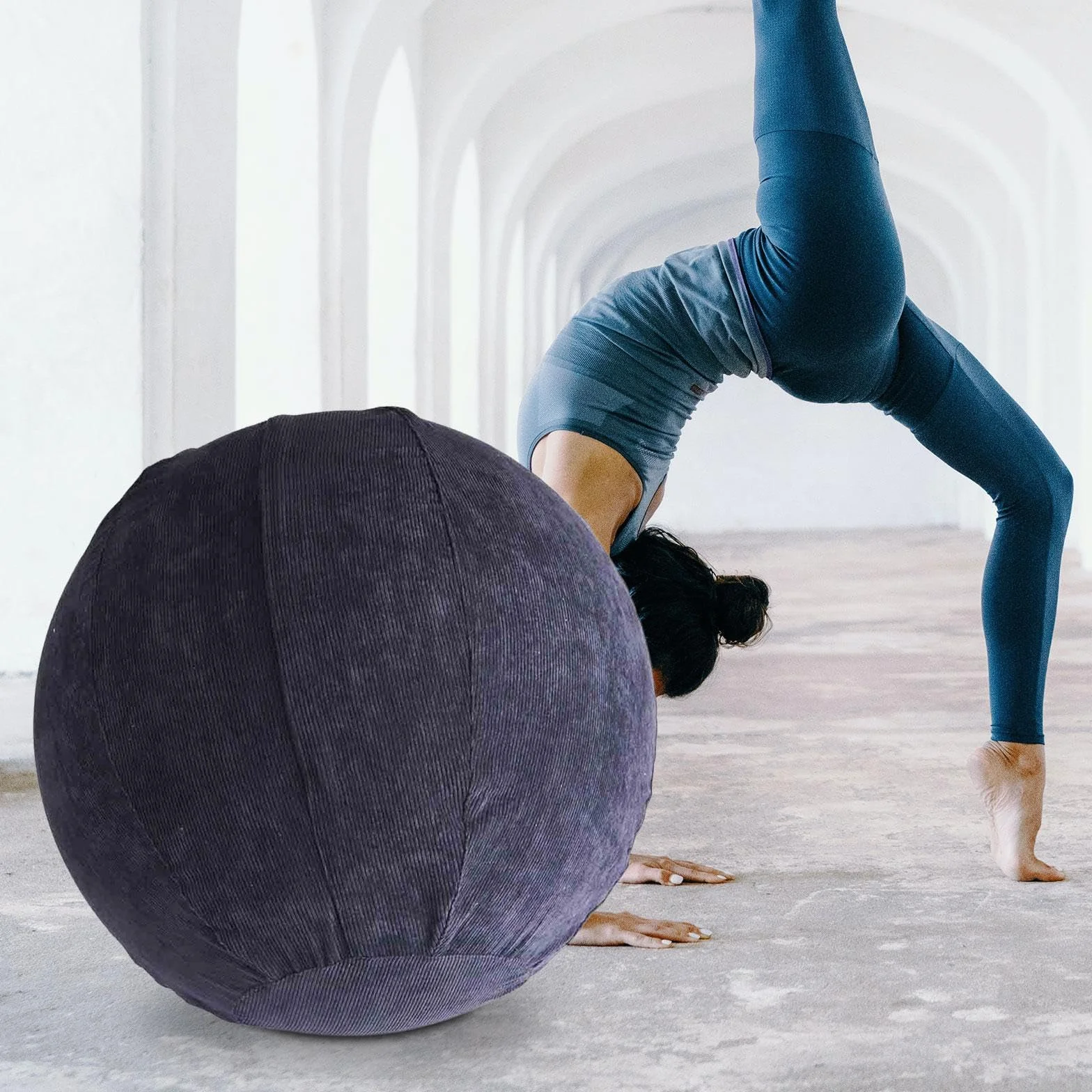 F Fityle Couverture de Balle de Yoga Pilates, Housse de balles assises avec poignées de Transport, Housse de Balle d'équilibre Pliable, Protection Ballon