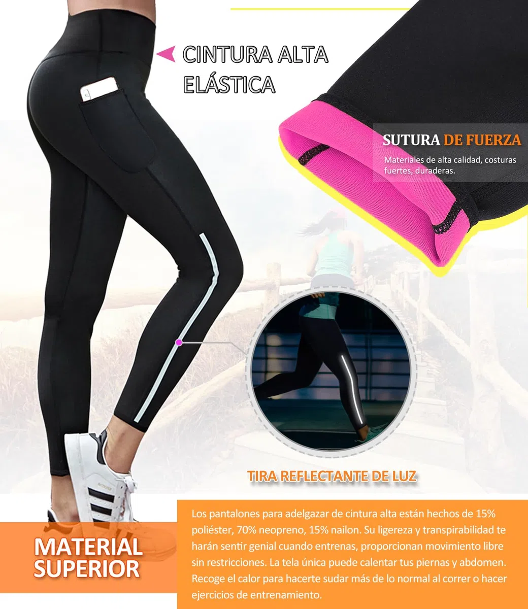 Sudation Pantalon Amincissante Ventre Plat Maigrir Leggings Poches Sauna Suit Entraînement en Néoprène Formateur Shaper Exercice Fitness Gym Yoga Sport Femme