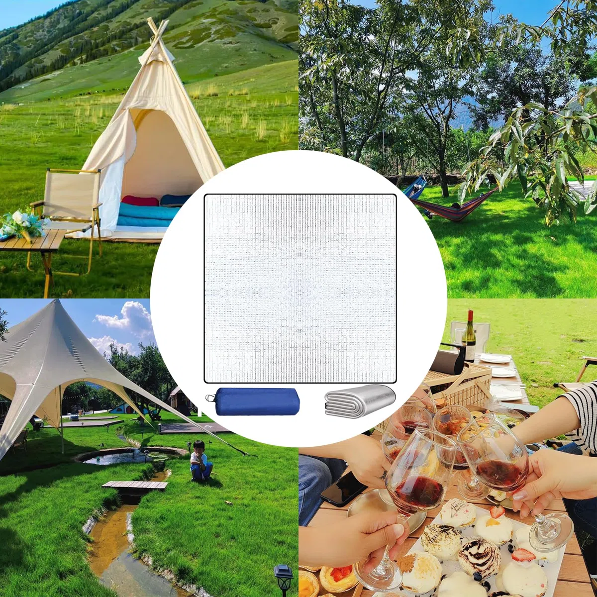 200 * 200cm Tapis De Sol Isolant en Aluminium, Tapis De Camping, Tapis Isolant CampingTapis Isolant Thermique Aluminium Étanche, pour Camping Randonnée Pique-Nique