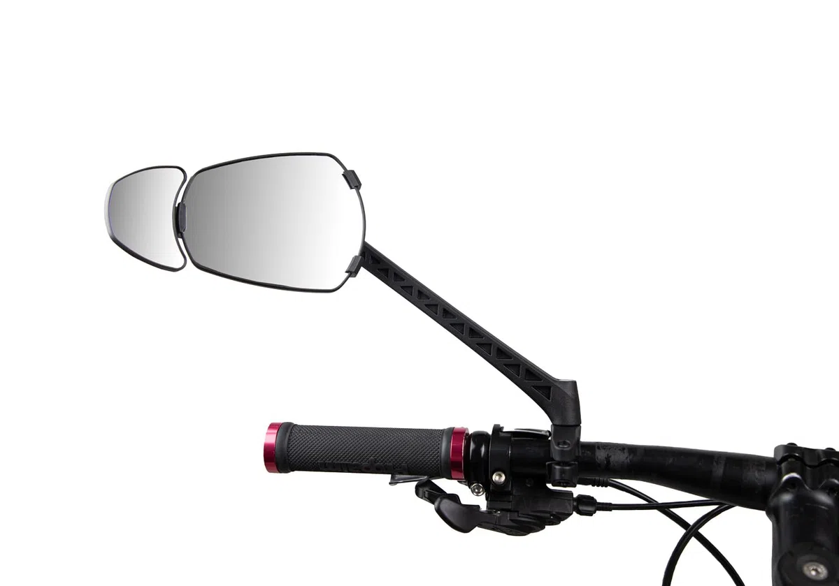 ZEFAL Espion E100 Cargo - Rétroviseur Vélo et Vélo Électrique avec Petit Miroir Additionnel - Montage sur Guidon - Optimiser Visibilité Velo - 80 cm2 - Fabriqué en France, Noir