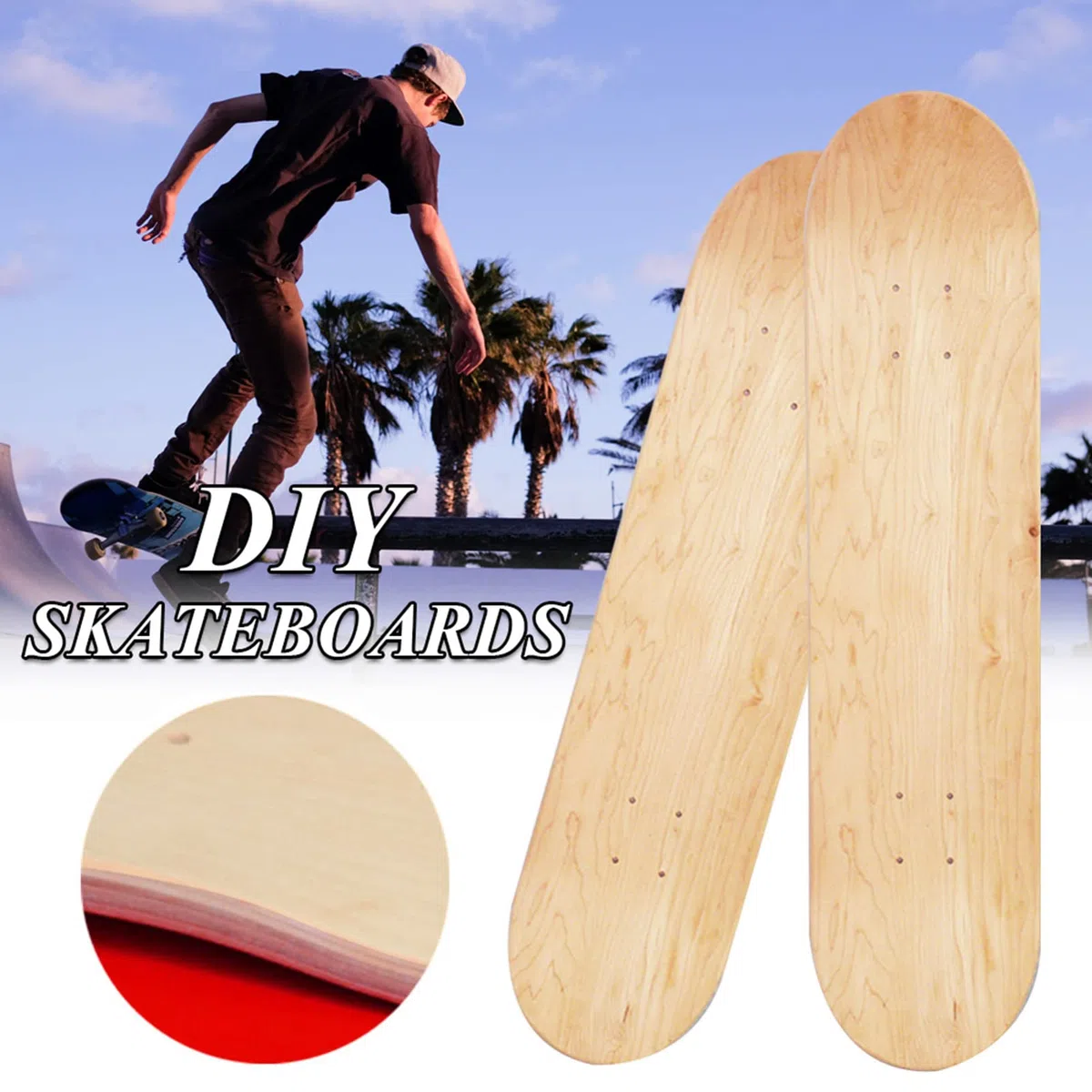 8 Pouces 8 Couches Érable Blank Double Concave Skateboards Patin À roulettes Pro Blank Skateboard/Art Deck Naturel Planche À roulettes Table Bois Érable Skateboards