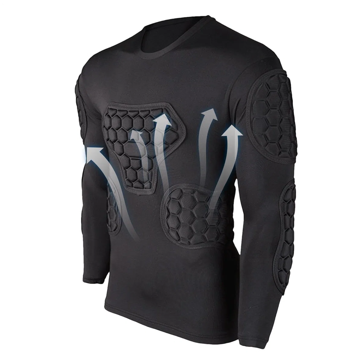 Maillot de Football rembourré – Protection du Corps, Maillot de de But de Football Noir à Manches Longues, Ensemble d'équipement de Protection defootball rembourré pour Homme | Chemise de foo