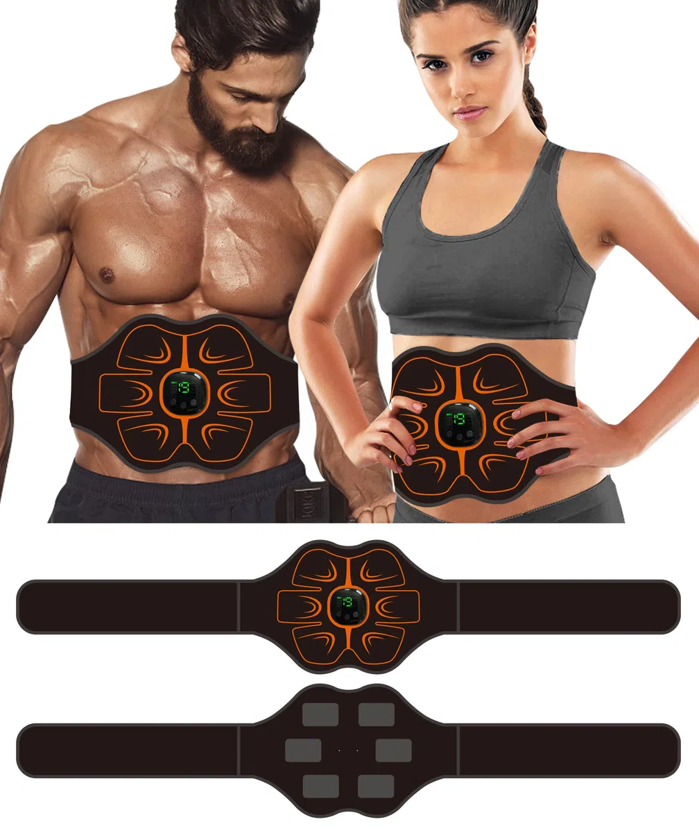 EMS Ceinture Abdominale,Entraînement Abdominal,Pas Besoin de Feuilles de Gel USB Charge,12 Modes, 20 Niveaux d'intensité,Femme Homme Entraînement pour Abdomen Ajout de Ceinture d'extension