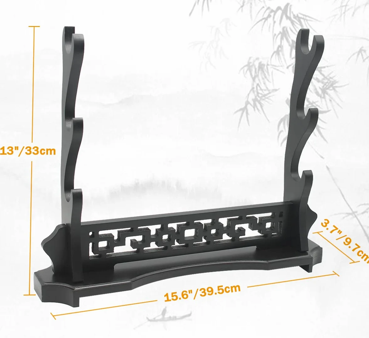 WANLIAN Support D'épée à Trois Niveaux, Support D'épée de Bureau Samurai Sword Katana Gladiator Base D'assemblage D'épée Pour l'affichage, Noir