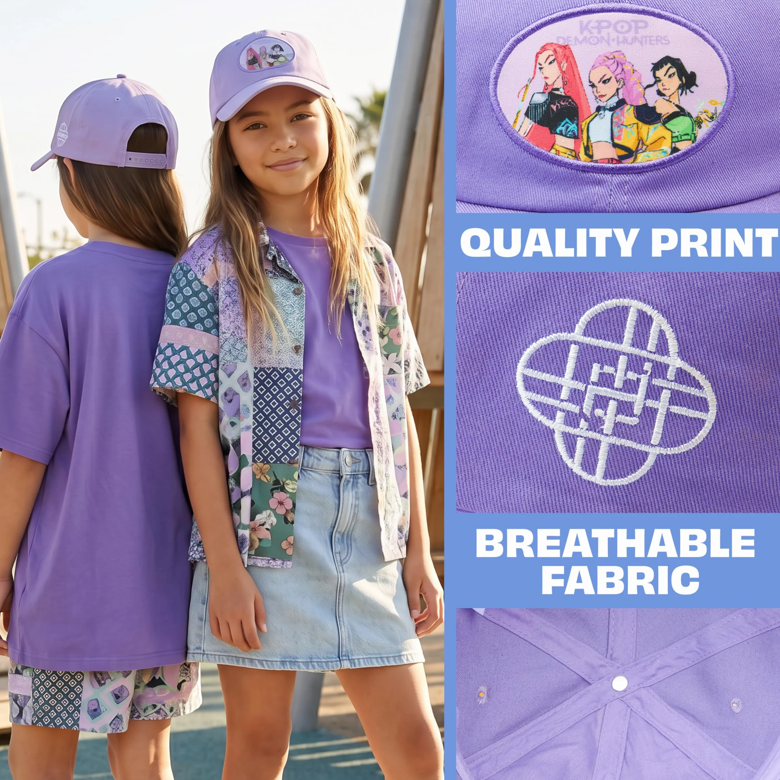 Get Trend Kpop Demon Hunters Huntrix Casquette Enfant Fille, Casquette Queue de Cheval Haute avec Fermeture Snapback Réglable, Cadeau Fille
