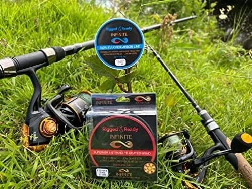Rigged and Ready Infinite Hi-Performance Fishing Braid 10 to 66lb 4.5 to 30kg PE Coated Line 200m. Braided 8 Strand Low Diameter No Stretch Long Cast Abrasion Resistant Fast Sink. Sea Fishing.