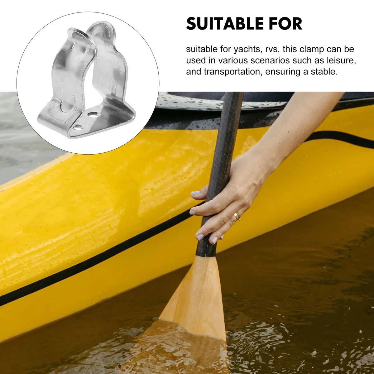 IMIKEYA Supports de Rames à Clipser en Acier Inoxydable Argenté, Pince à Ressort Marine Polyvalente, Lot de 4 Pièces pour Fixer Les Dames de Nage en Voyage en Mer
