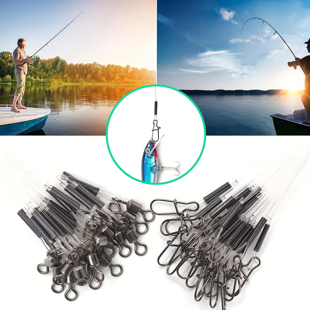 Ligne de pêche fluorocarbone pour pêche en eau douce avec émerillons