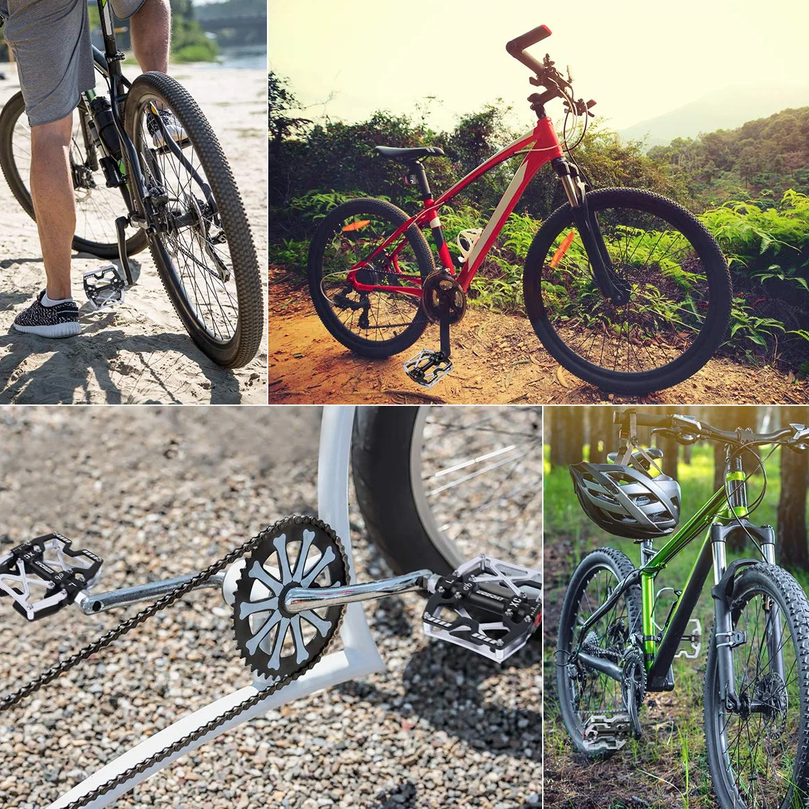LYCAON Pédales pour Vélo, Pédale de vélo Antidérapante en Alliage d'aluminium CNC, 3 Pédales de Roulements pour BMX VTT 9/16 Pouces