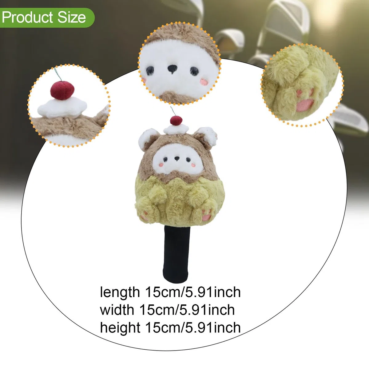 misppro Cartoon Bear Couvre-club de golf en peluche – Tissu tricoté doux pour la protection hybride du conducteur en bois – Cadeau fantaisie amusant pour golfeurs