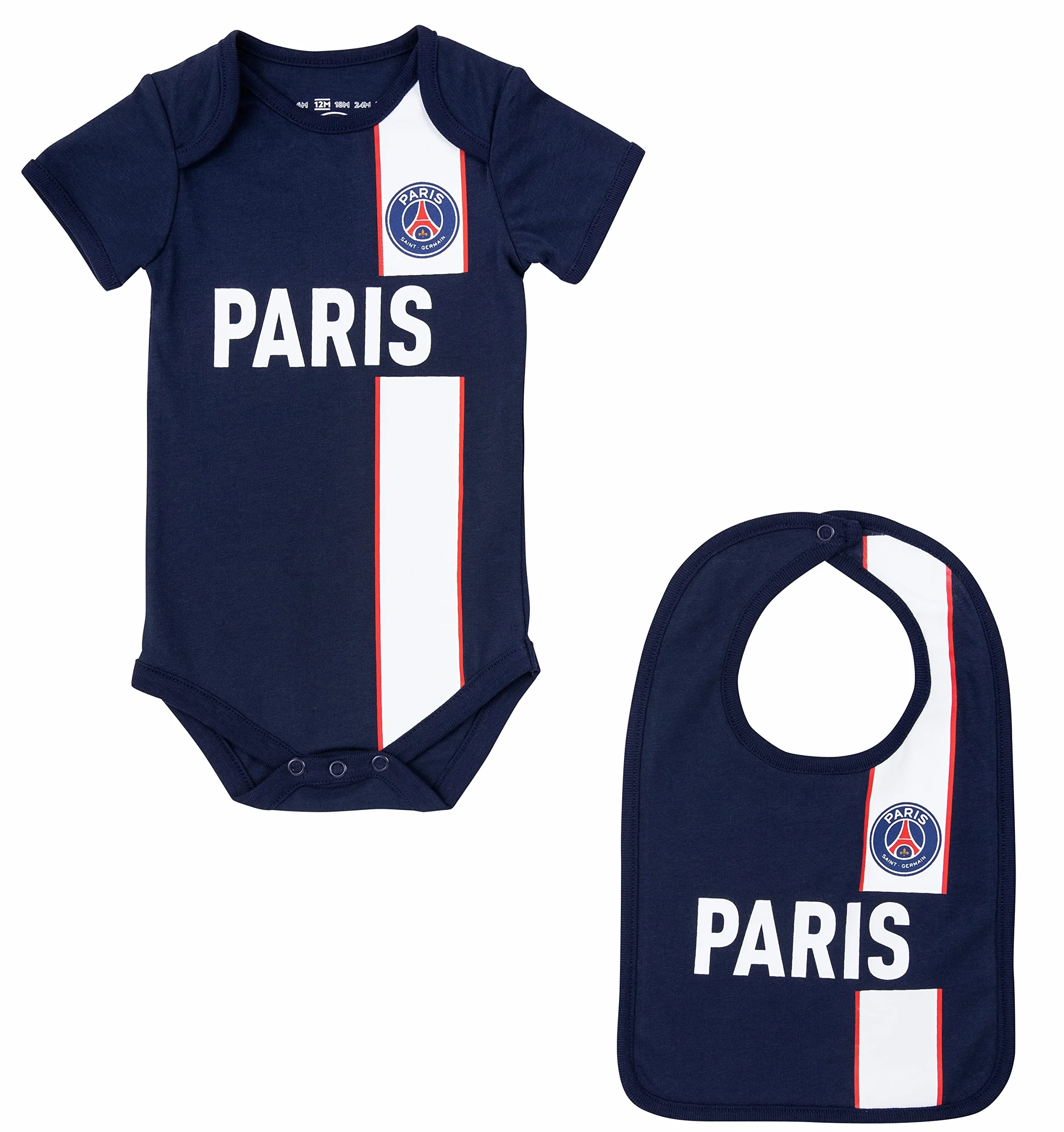 PSG Body + Bavoir bébé Maillot Fly Emirates - Collection Officielle Paris Saint Germain