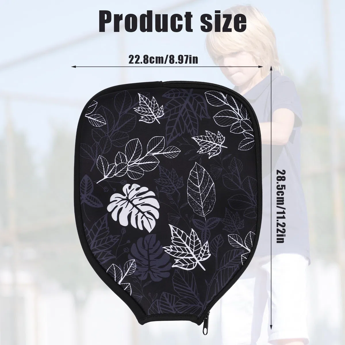 Housse Raquette Pickleball, Manchon de Raquette de Pickleball Néoprène avec Fermeture Éclair Étui de Raquette de Pickleball Accessoires de Raquette de Pickleball pour Le Stockage de Raquette