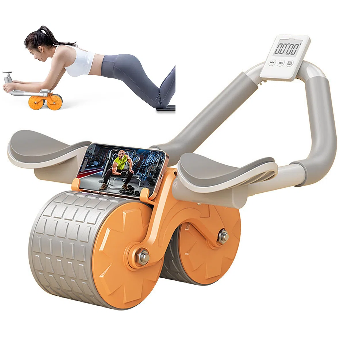 Roue abdominale à rebond automatique - Roue d'exercice 4D pour abdominaux - Avec support du coude - Appareil d'entraînement des abdominaux
