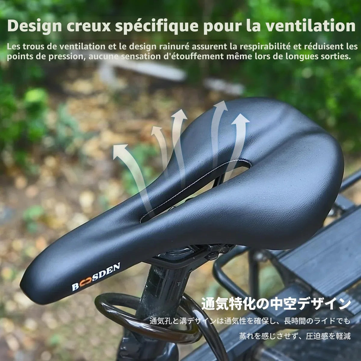 BOOSDEN Selle VTT, Selle Velo Confortable, Selle de Vélo, Selle Confortable pour Hommes et Femmes, Selle Vélo pour Vélo de Montagne/VTT/Vélos/Vélos Pliants, Marron,Blanche, Noir