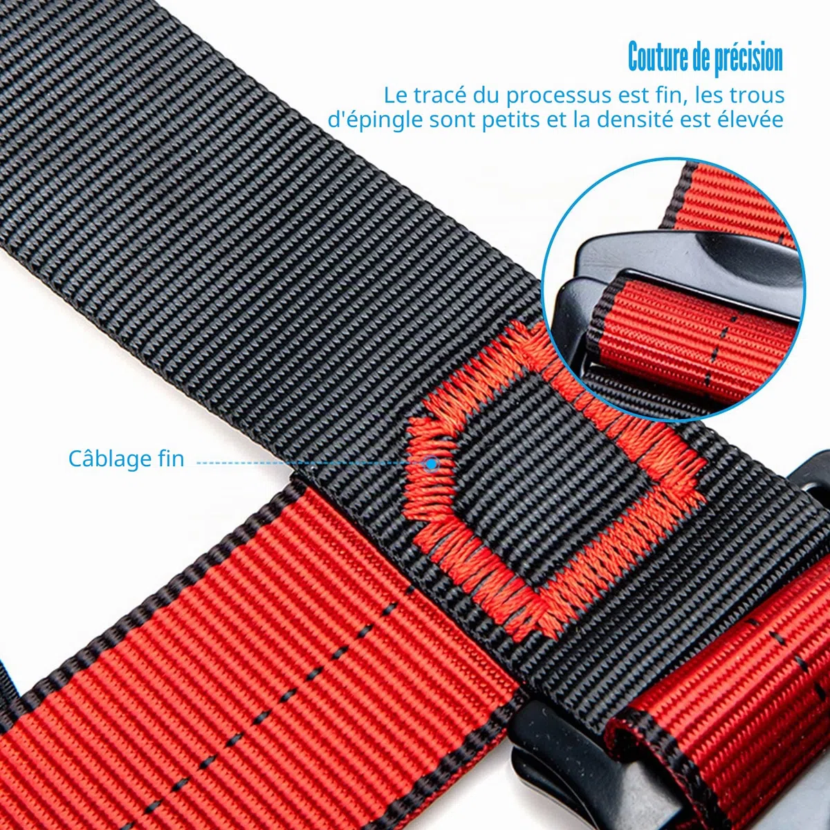Sangles d'escalade - Harnais d'escalade - Demi sangle d'escalade - Pour Sauvetage d'incendie, d'alpinisme - Protection contre les Chutes pour Femmes, Hommes et Enfants - Noir rouge