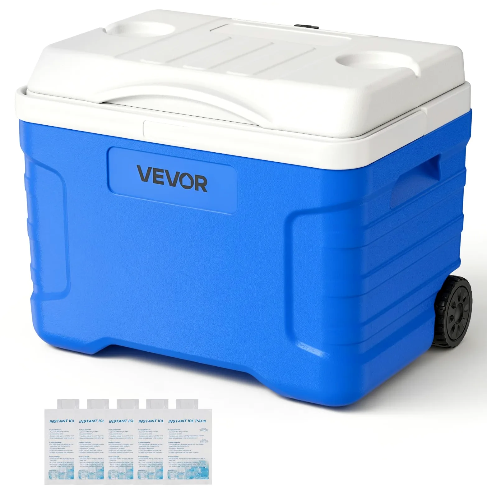 VEVOR Glacière Rigide 20 L, Glacière Passive Portable à roulettes, pour Aliments Boissons Camping Pêche Pique-Nique Barbecue Jardin, Boîte Isotherme Rigide Légère, Rétention du Froid jusqu'à 48 H