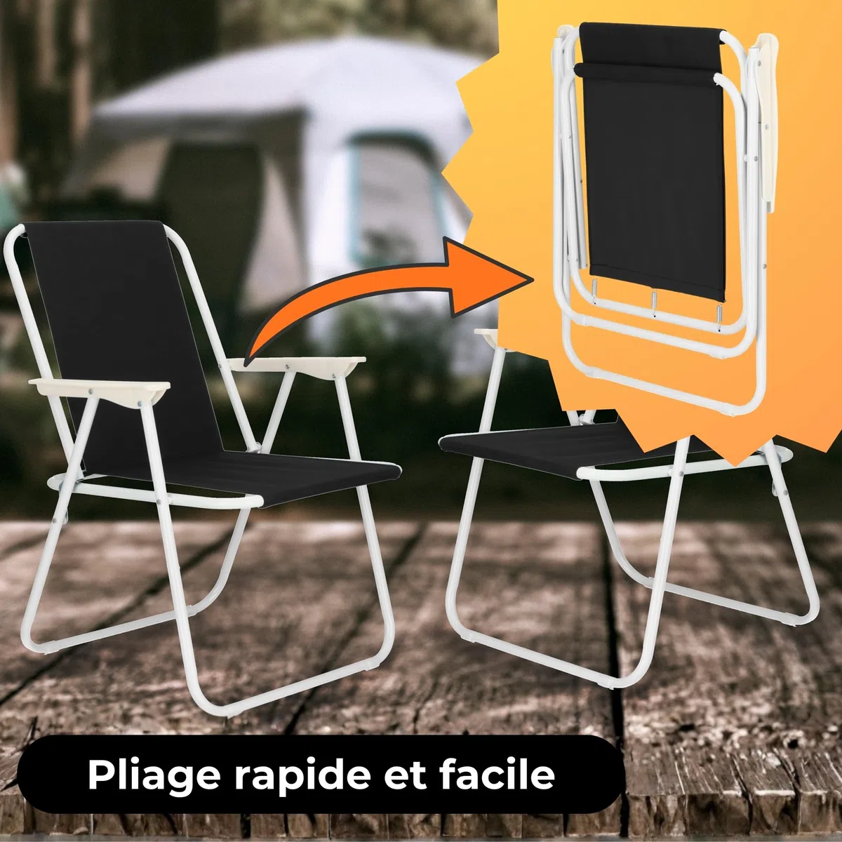 SPRINGOS Lot de 2 chaises pliantes avec accoudoirs 58,5 x 52 x 73 cm
