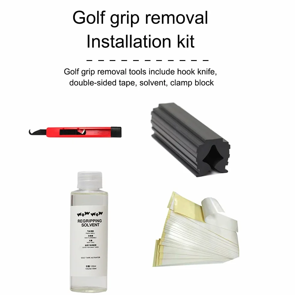 Kit de préhension de golf, kit de reprise de golf avec 15 rubans adhésifs et pince étau, crochet et lame solvant, pour les pilotes de golf, les cales, les fers et la