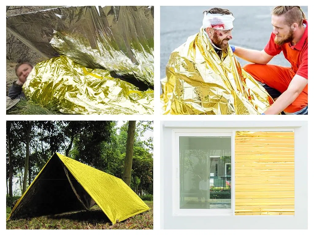 20 Pièces Couverture de Survie Thermique Or Argenté pour l'Extérieur, Camping, Randonnée et Premiers Soins