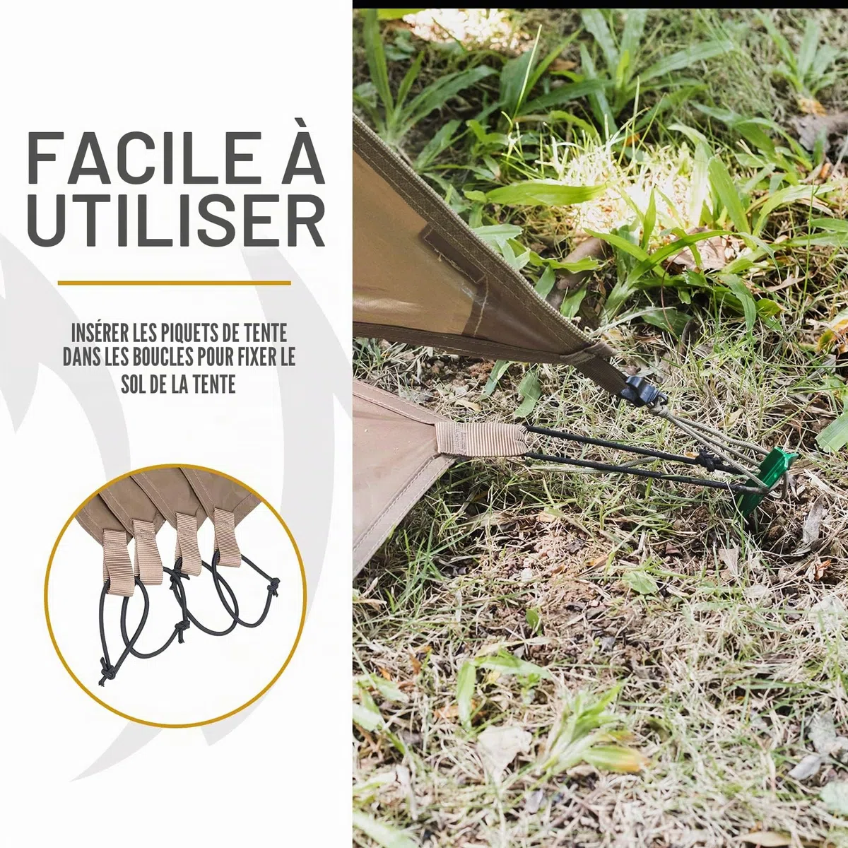 OneTigris Bâche de tente de camping - Multi-usages - Imperméable - Avec sac de transport - Pour camping, randonnée et pique-nique