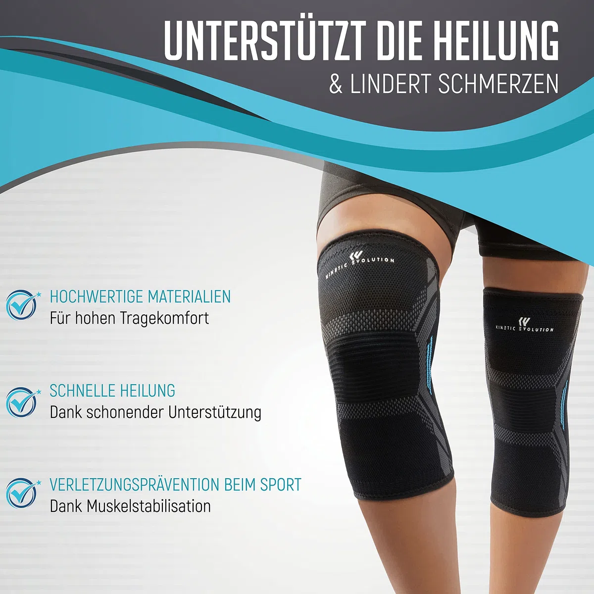 Lot de 2 genouillères de compression pour homme et femme - Genouillères de sport pour la course, les sports de force, le volley-ball