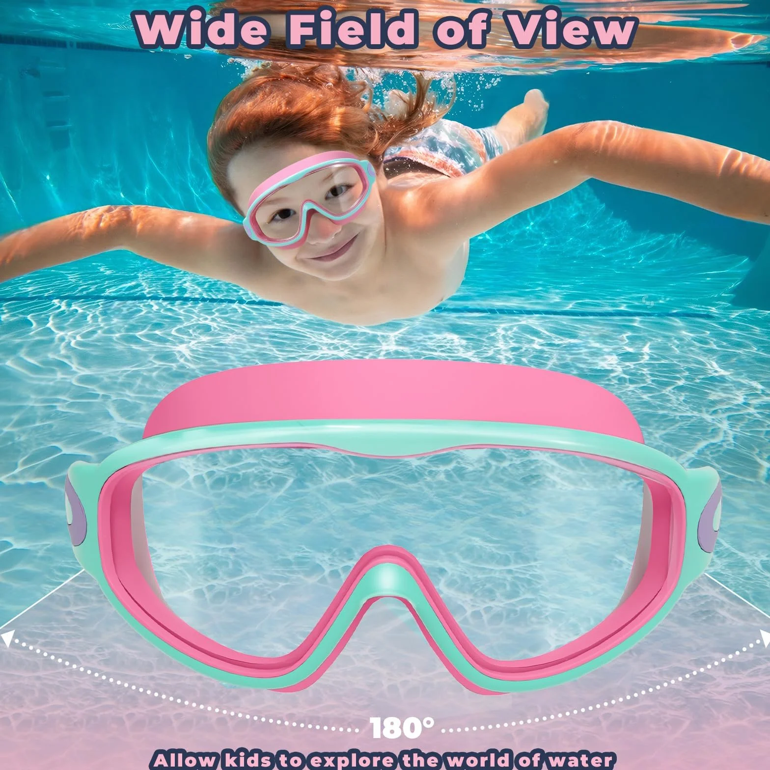 2 Pack Lunettes de Natation pour Enfants 3-15 avec Protection UV Anti-buée Lunettes pour Garçons Filles
