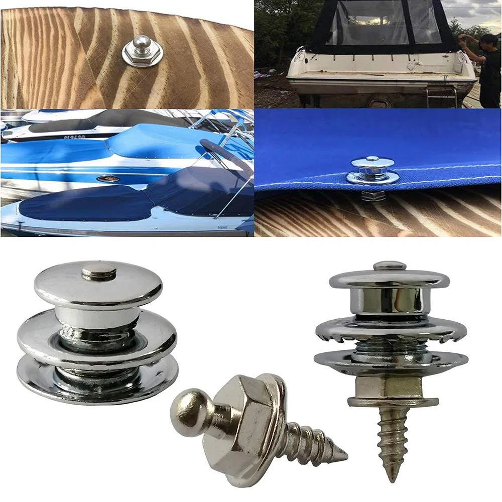 10 Ensembles de Toile de Bateau Snaps Fastener Partie supérieure et Partie inférieure en Laiton chromé pour Bateau auvents de Toile RV