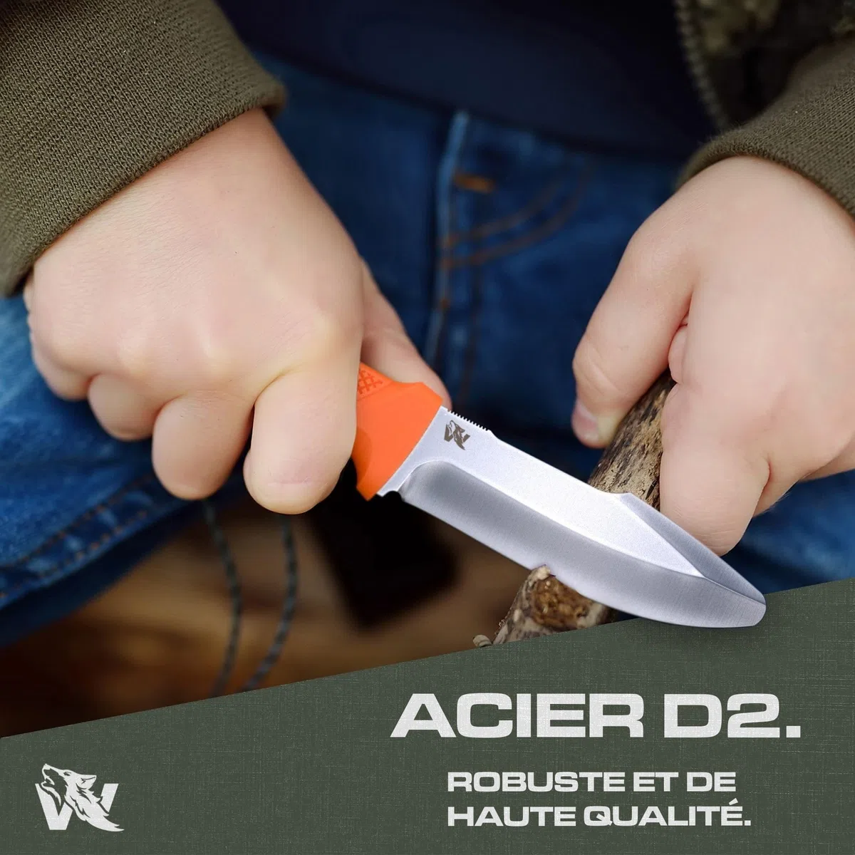 Wolfgangs W-KIDS - Schnitzmesser Kinder mit Süßem Kindermesser Führerschein - Outdoor Kinder Messer Set mit robuster Scheide - DAS Kinder Schnitzmesser für das erste große Abenteuer