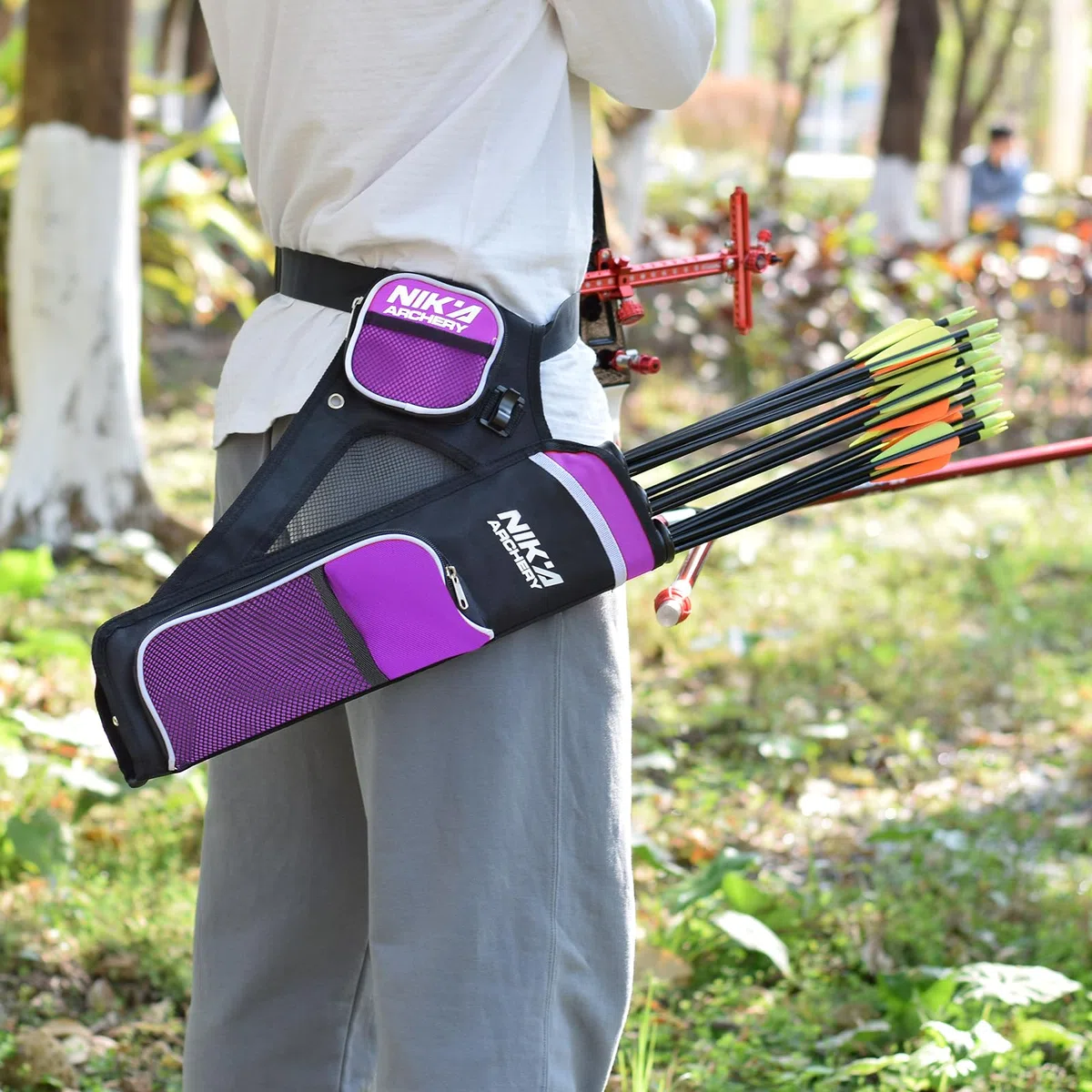 Carquois de tir à l'arc avec 3 tubes de flèches protégés, sac de transport – Ceinture réglable pour jeunes adultes s'entrainant en plein air