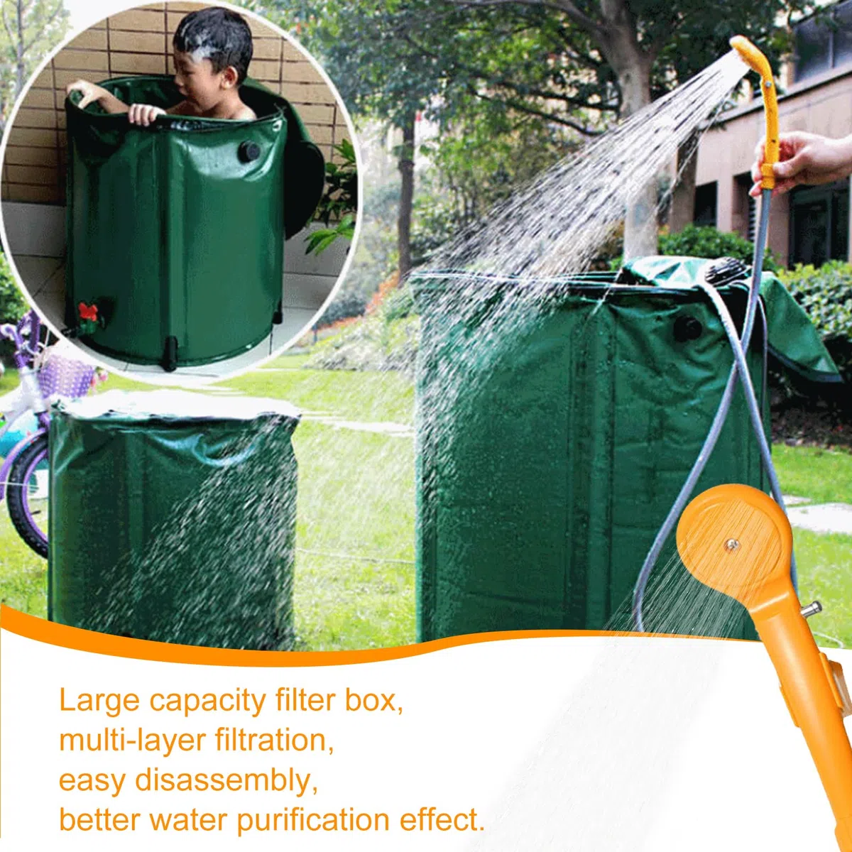 PORFOYO Douche De Camping 12V Douche Portable, Douche Camping avec Pompe Camping Douche Extérieure Kit De Douche Mobile avec Pommeau De Douche Et Tuyau, pour Randonnée, Camping, Nettoyage des Animaux
