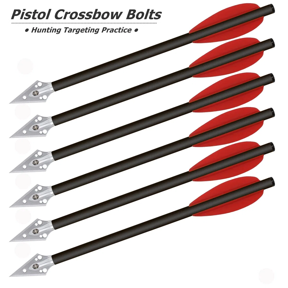6.3" Mini Pistolet Boulons d'arbalète,Flèches d'arbalète en Carbone avec Pointes Broadhead en Acier pour arbalète de précision 50-80lbs Pratiquer la Cible de tir et la Chasse