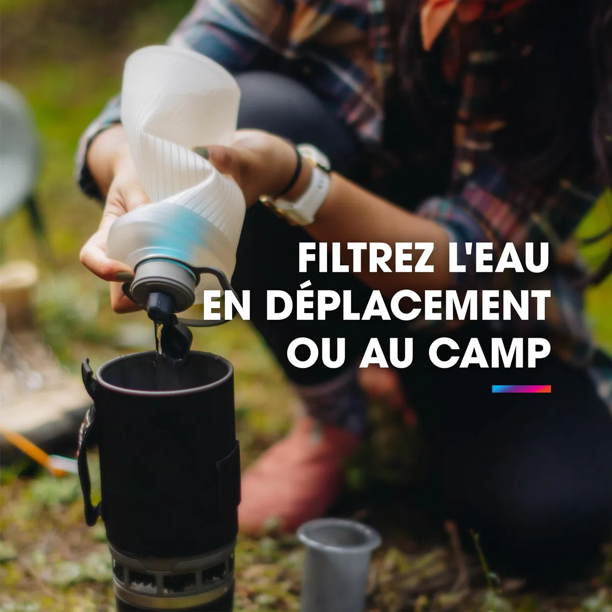 Bouchon Filtrant de 42 mm: Accessoire pour filtrer l'eau - Débit rapide - Parfait pour la randonnée, le camping, les voyages et la préparation aux situations d'urgence, Bleu