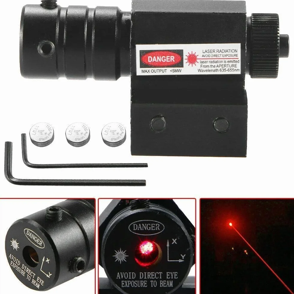 KinZon Mire Viseur Laser Rouge Tactique avec Montage sur Rail Picatinny 20mm, pour Fusil de Chasse, Carabine, Pistolet et Arme de Poing, Airsoft. 2 Designs au Choix