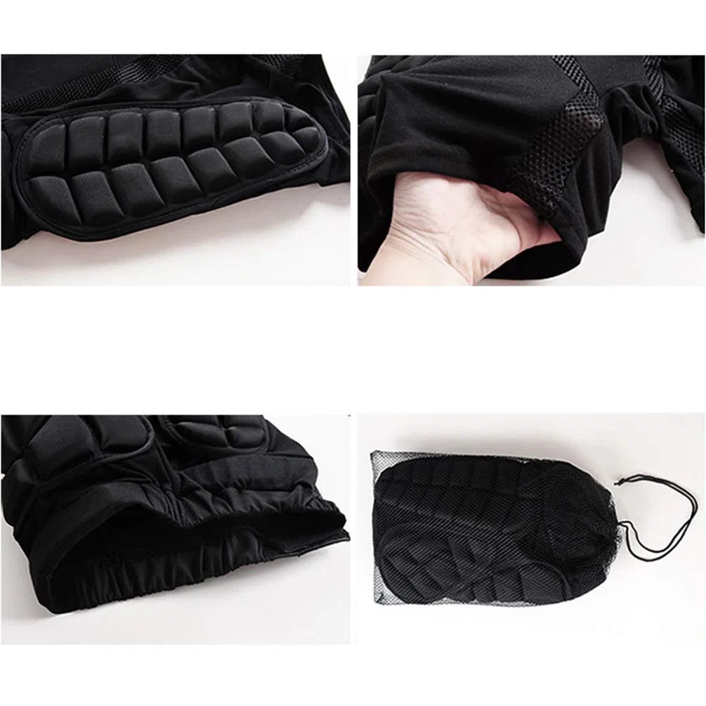 Unisex Confortable Respirant Antichoc Résistant à l'usure Short de Protection, Protection Hanche pour Cyclisme Rouleau Patinage Moto Sport Noir M