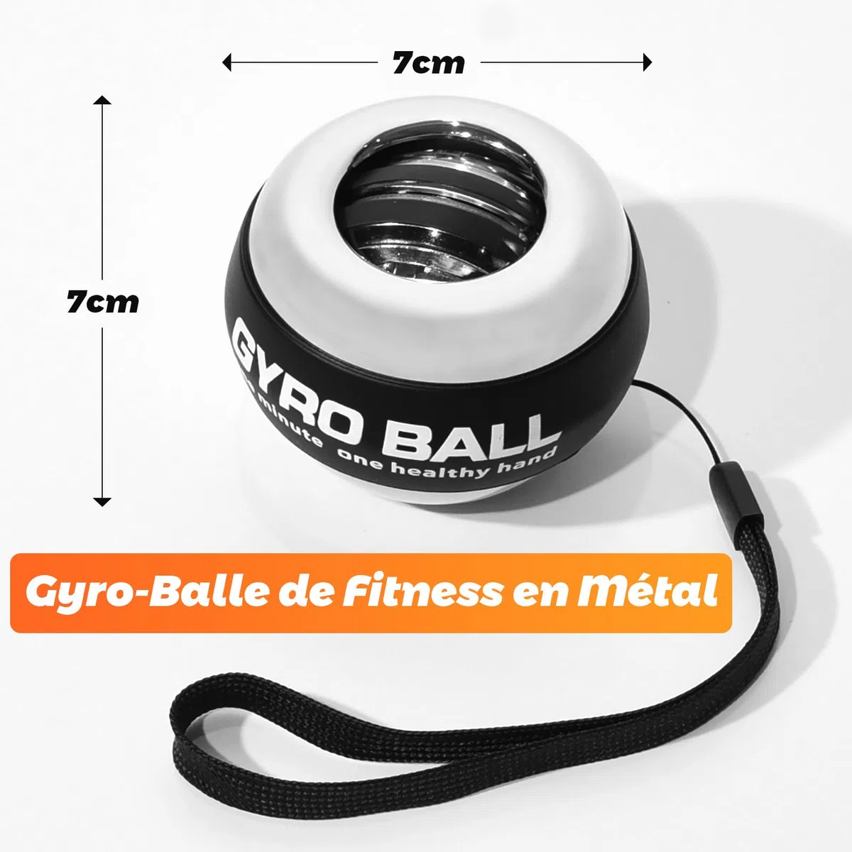 Gyroball Balle d'exercice pour poignet Démarrage automatique 5 niveaux de résistance/contrôle de la lumière Gyroscopique Entraînement de l'avant-bras pour renforcer les bras, les doigts et le