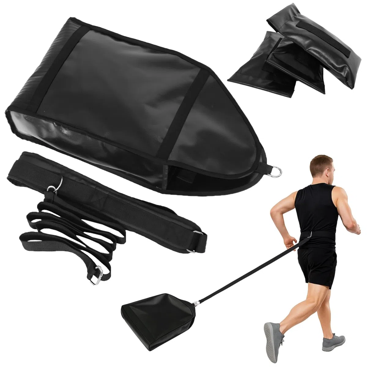 Ensemble d'entraînement de traîneau, poids réglable, 3 sacs de sable, ceinture incluse, PVC, pour la résistance, la course, la force et l'agilité