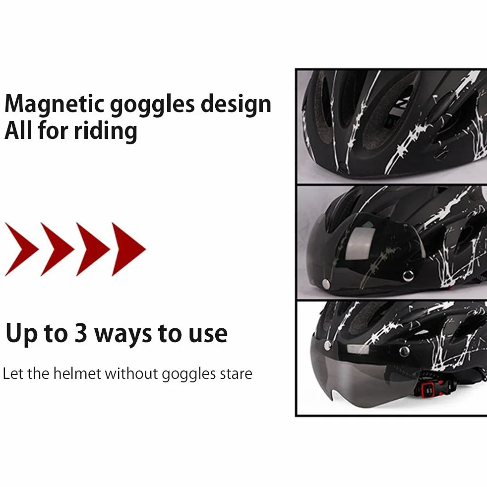 Casque de Vélo pour Homme Femme, Casque Trottinette Électrique Adulte avec Visière Magnétique, 18 Trous de Ventilation, Casques de Protection Réglable pour VTT