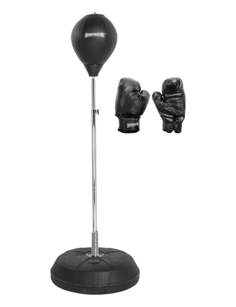 SPORTINATOR Punchingball Lot de 3 stand de boxe avec poire et gants de boxe Hauteur réglable 125 cm à 150 cm Entraînement réflexes et vitesse