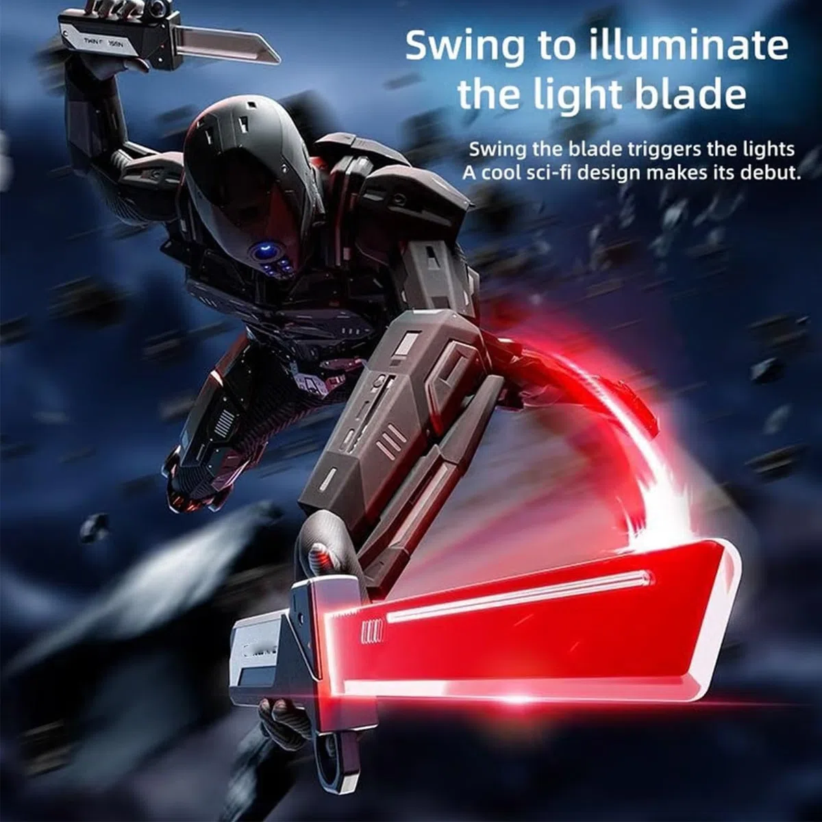 Sabre laser rétractable enfichable, sabre lumineux LED 2 en 1 avec capteur de mouvement, épée lumineuse à double lame, épée réversible à poignée rotative du bout des doigts, pour cosplay (1set)