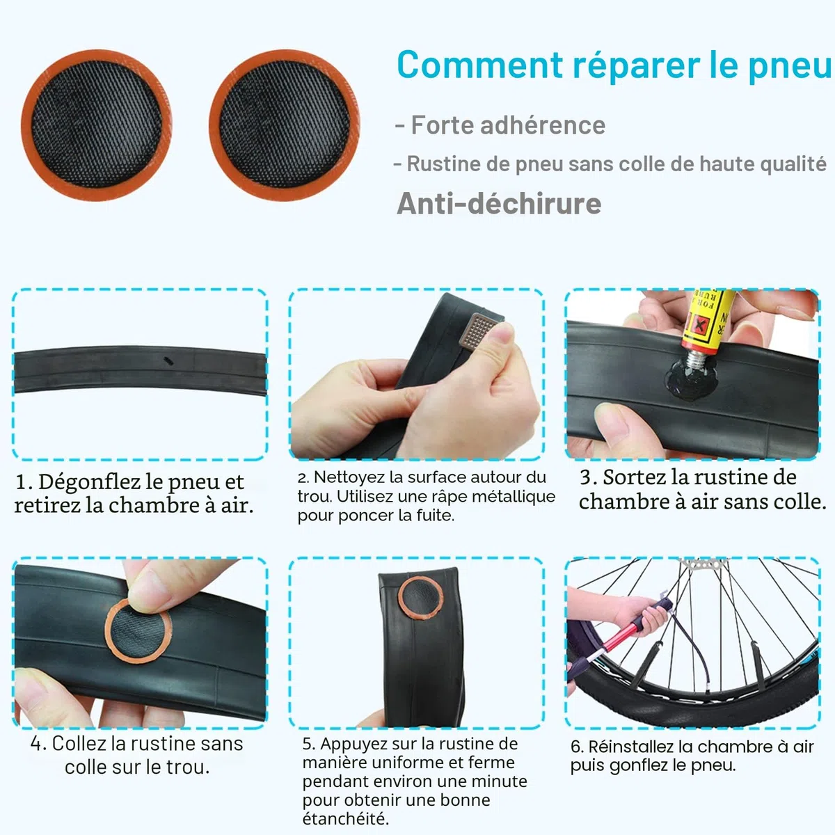 CHUMXINY Kit Reparation Velo, Kit Crevaison Velo, Kit Velo Convient pour Une Utilisation dans des Situations d'urgence Lors de Voyages Longue Distance
