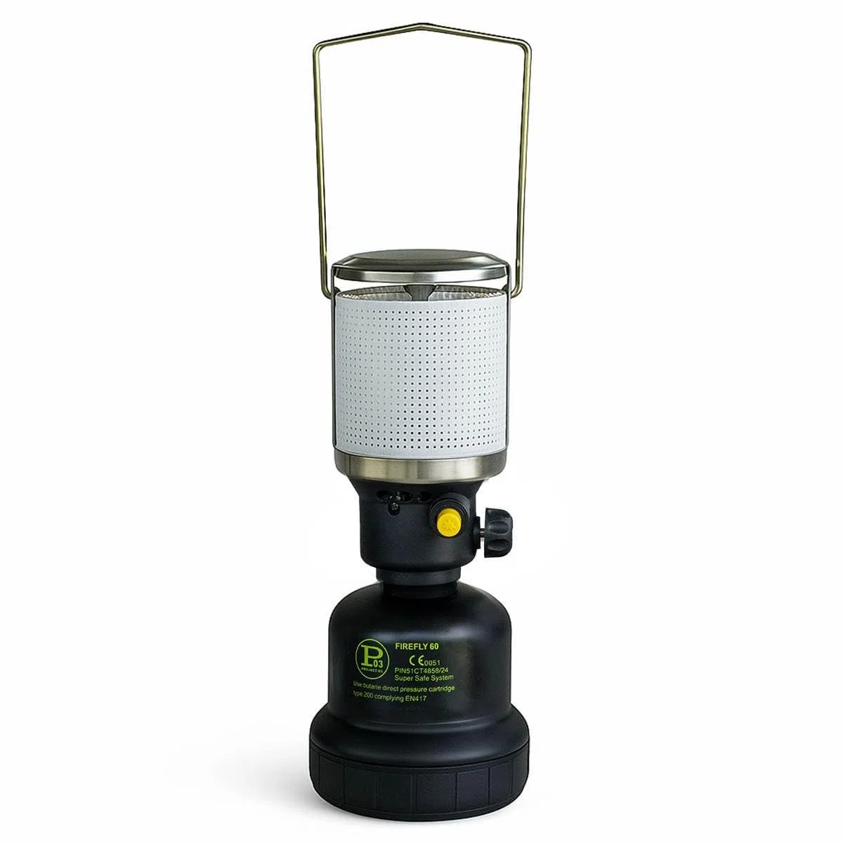 INTEC - Lampe à gaz 1100W + 8 Cartouches gaz Butane 190g - Allumage Piezo Coque Métal - Lampe de Camping Rechargeable Extérieur