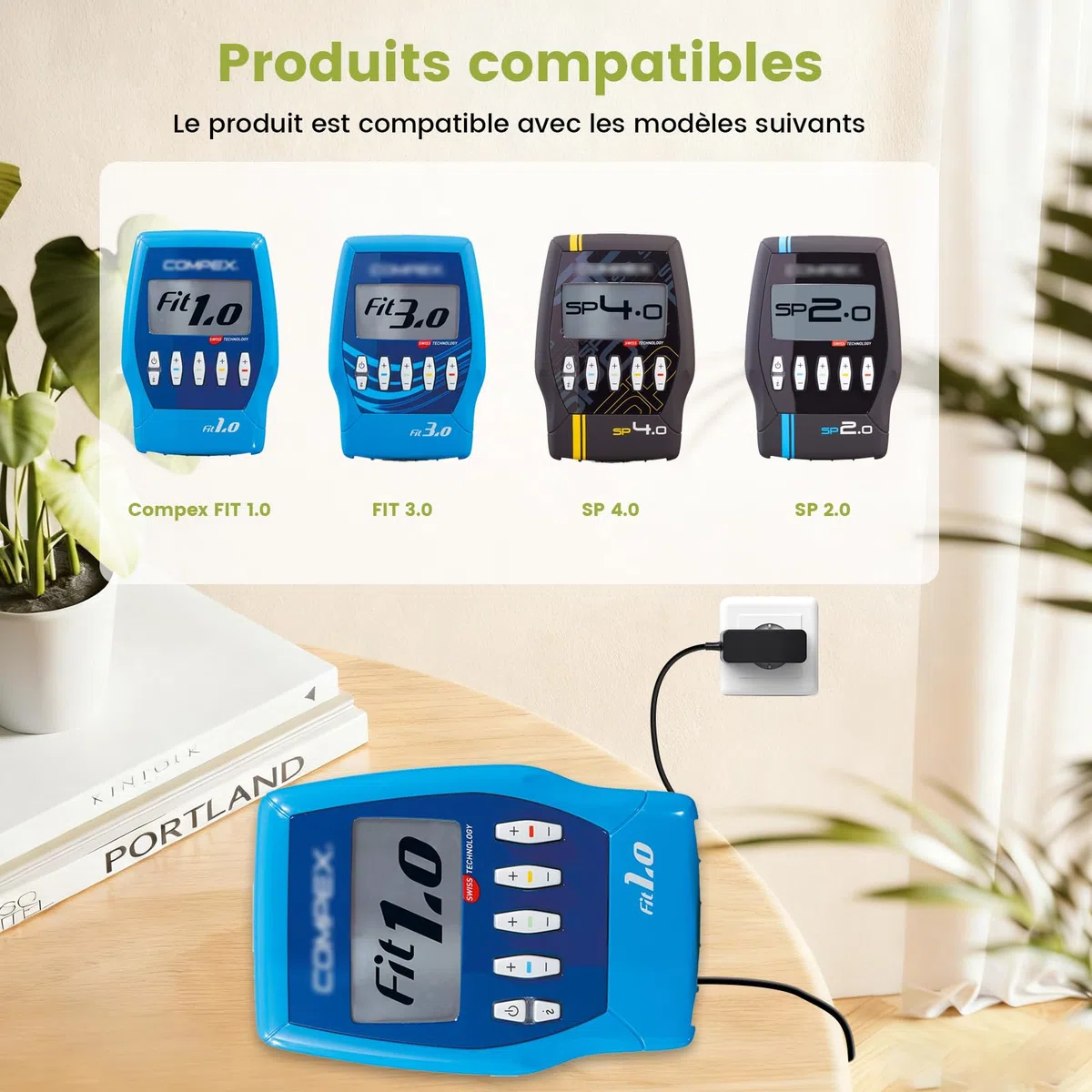 Chargeur 9V Compatible avec Compex Electrostimulateur Musculaire FIT 1.0 3.0 SP 4.0 2.0 Remplacement Adaptateur Secteur pour SP-03E0900400-G Bloc d'alimentation