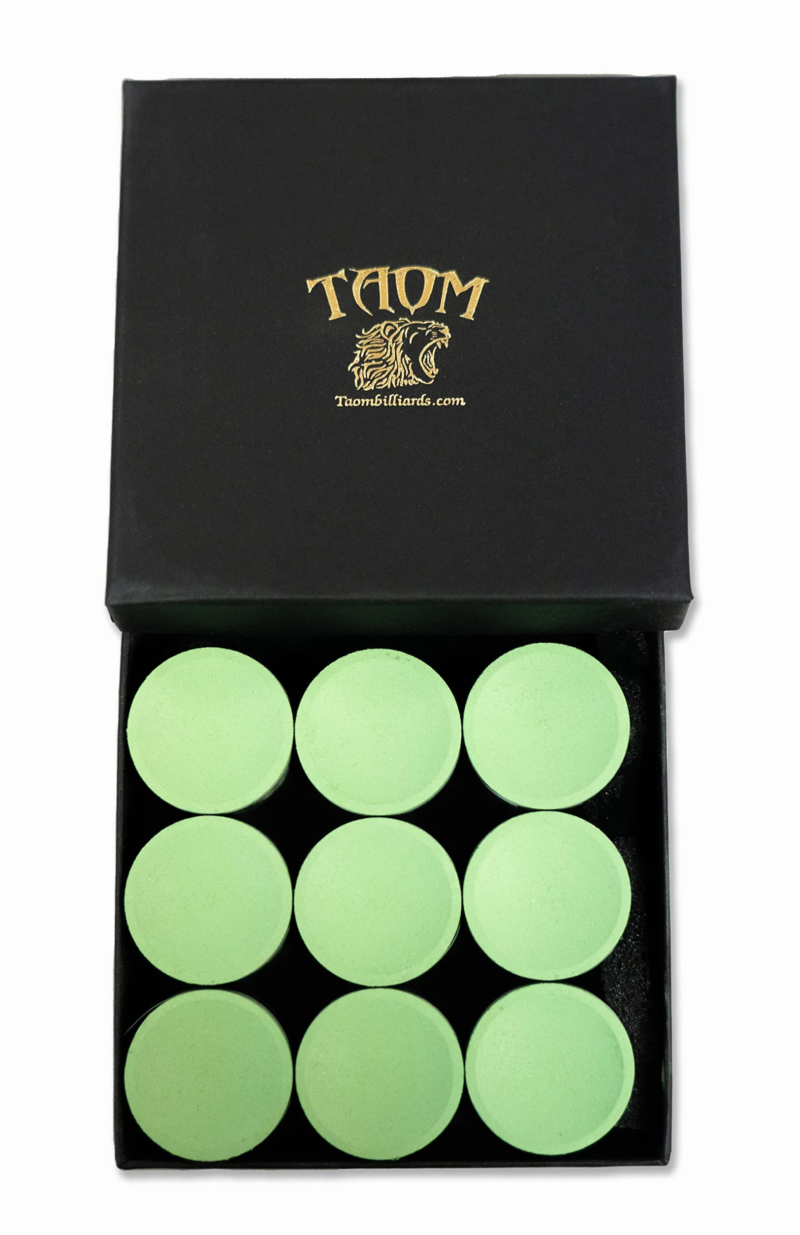 Taom V10 Craie ronde pour queue de billard/snooker Vert clair