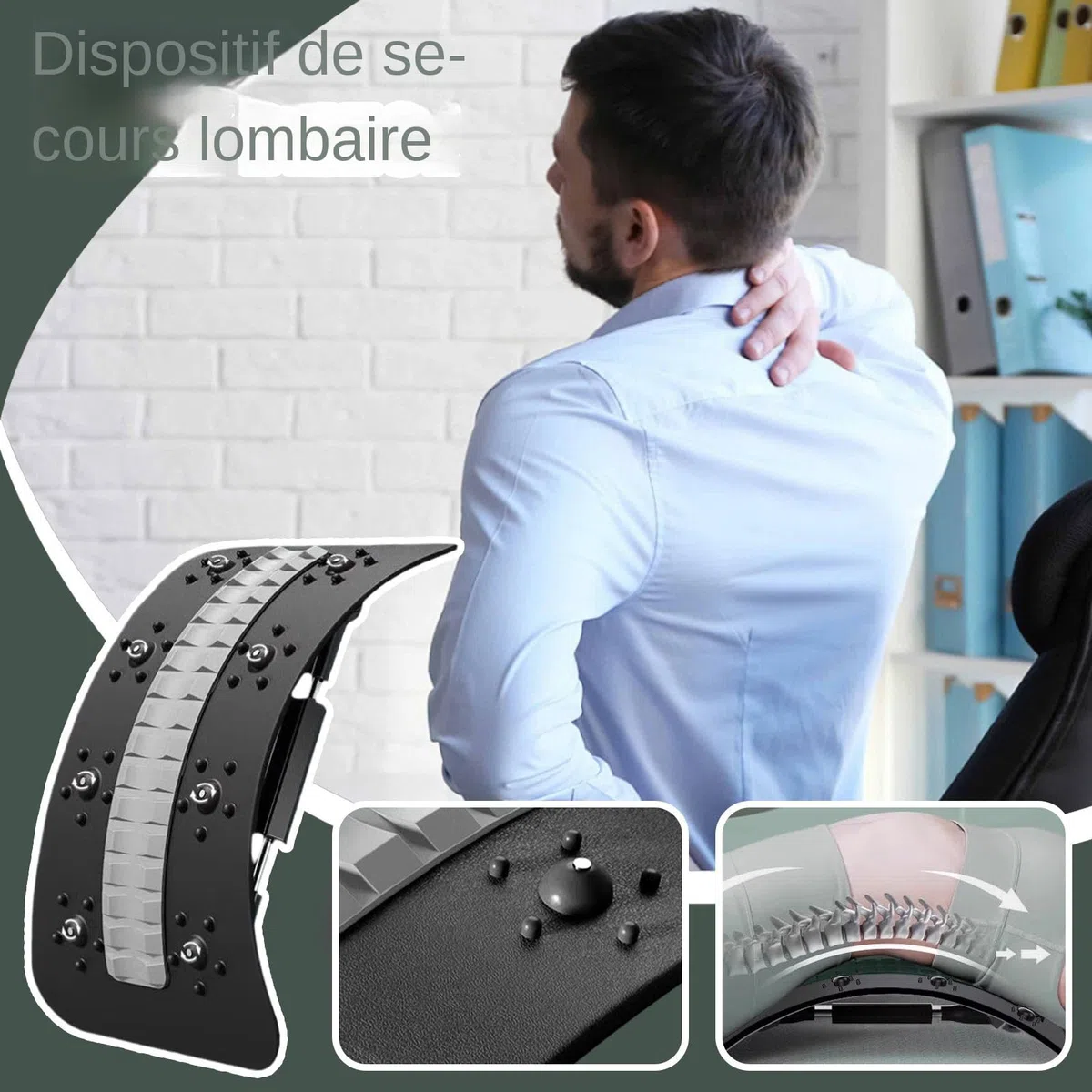 Crack Dos,Support Lombaire pour Soulagement | Massageur Dorsal Ajustable pour Le Yoga, Le Pilates, Les Voyages, la Récupération après l'Entraînement et Le Sommeil