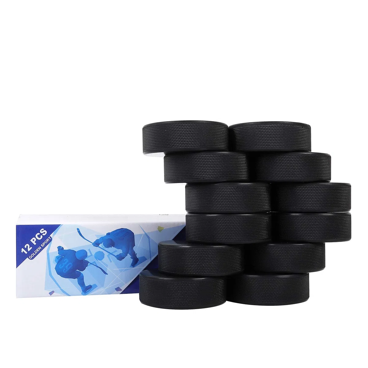 Lot de 12 palets de Hockey sur Glace pour entraînement et entraînement Classique Diamètre 3 cm Épaisseur 1 6oz Noir