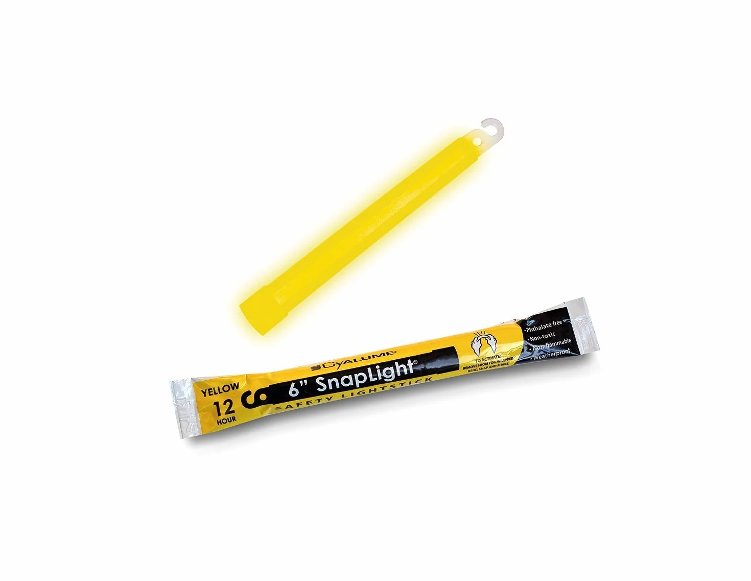 Cyalume Snaplight industriels de qualité Chimique bâtons Lumineux, Jaune, 6 "de Long, 12 Heures Durée (Pack de 10)
