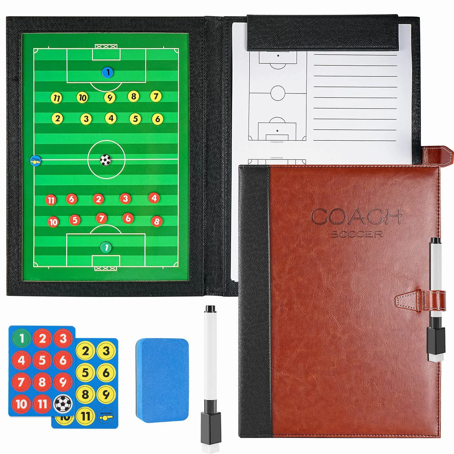 Tableau Tactique Football, Tableau Football Tactique Entraîneur Board, Tableaux Tactiques de Football, avec Marqueur et Aimants, pour Entraîner de Football Compétition