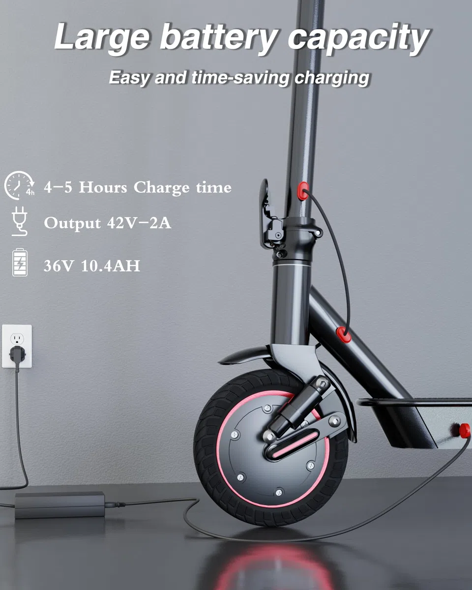 QnQ Trottinette électrique Adulte, avec Double Amortisseur, Moteur 500W/25KM/H, autonomie de 30 à 35 km, Batterie 36V 10.4 Ah, Pneu de 10'', 3 réglages de Vitesse, contrôle par l’Application