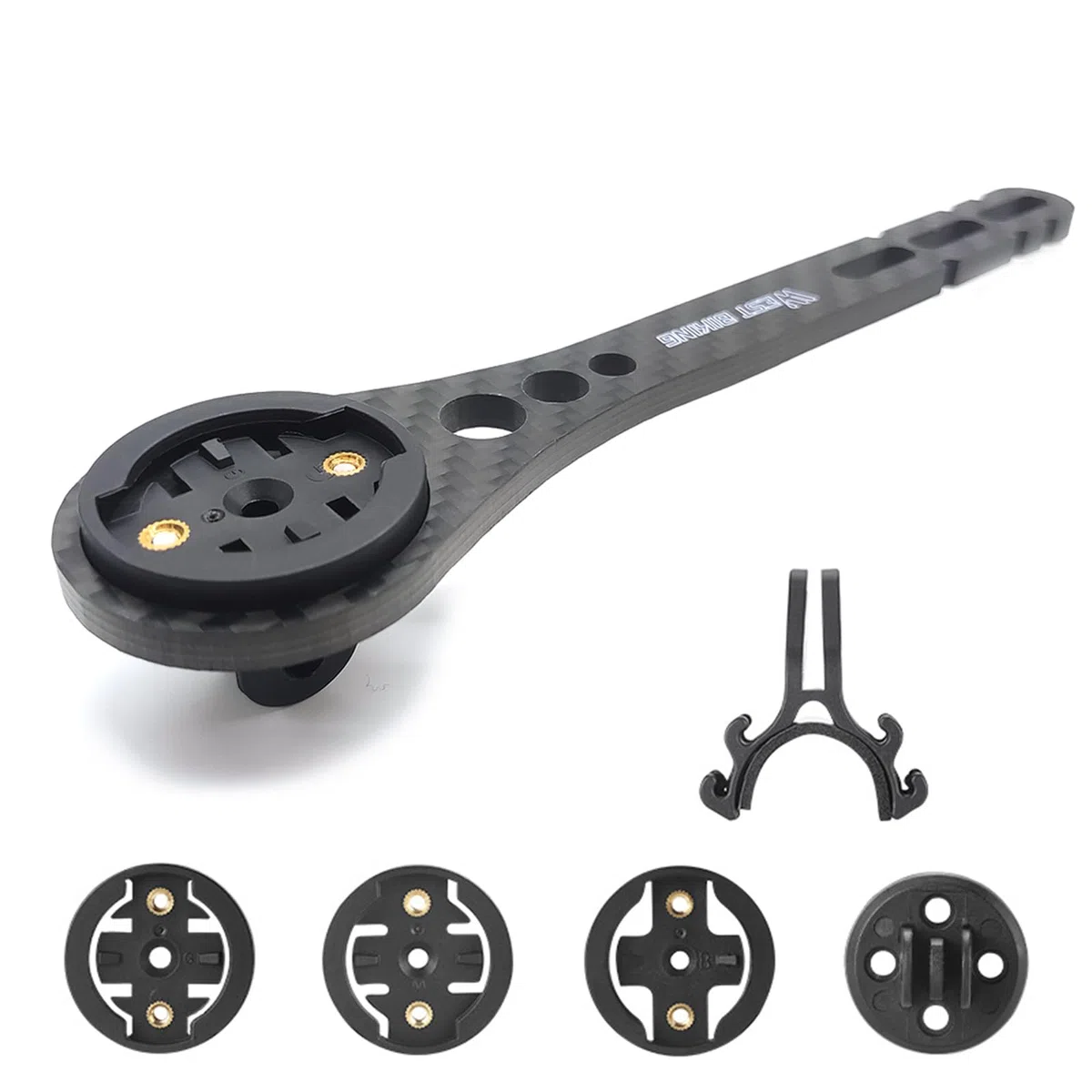 Support intégré pour Ordinateur de vélo de Course Garmin Edge, Wahoo Elemnt, Bryton, XOSS G/G+, Port iGPS, Ordinateur de vélo, également pour caméras GoPro et Lampe (matériau en Fibre de