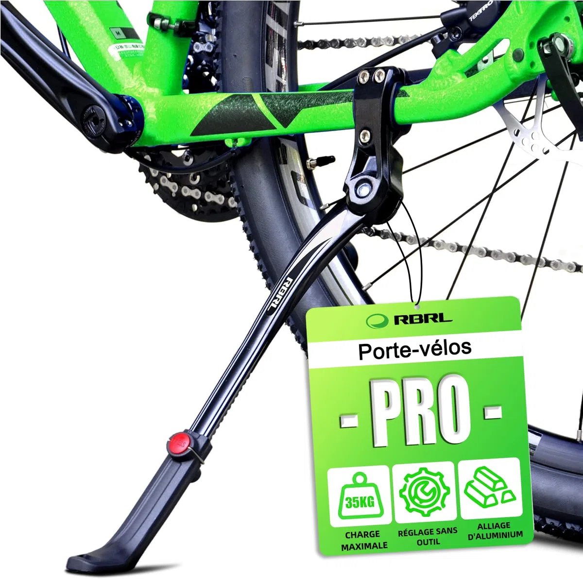 Béquille de vélo en alliage, réglable en hauteur pour vélo de montagne/vélo de route de 61 à 73,7 cm